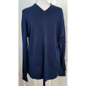 Tulliano Men's Blue Silk Blend VNeck Sweater Long Sleeve Pullover Shirt Sz L EUC